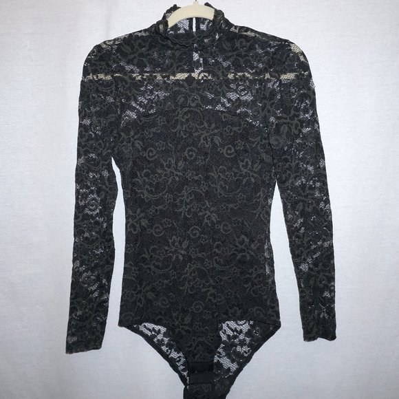 GANNI Flynn Lace Bodysuit size 34 US XS S forest green B-20 - Picture 3 of 9